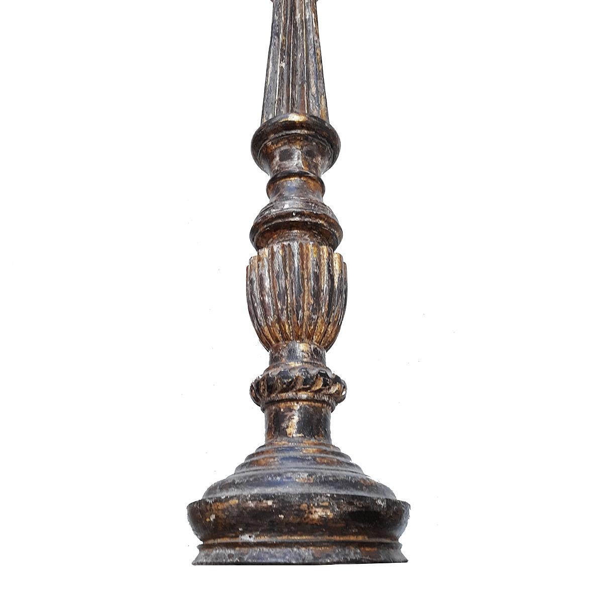 Hand-Carved Wood Candlestick from India, Mid-20th Century For Sale 5