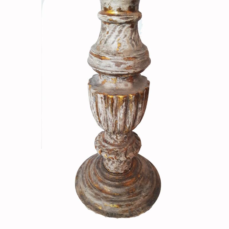 Hand-Carved Wood Candlestick from India, Mid-20th Century In Good Condition For Sale In New York, NY