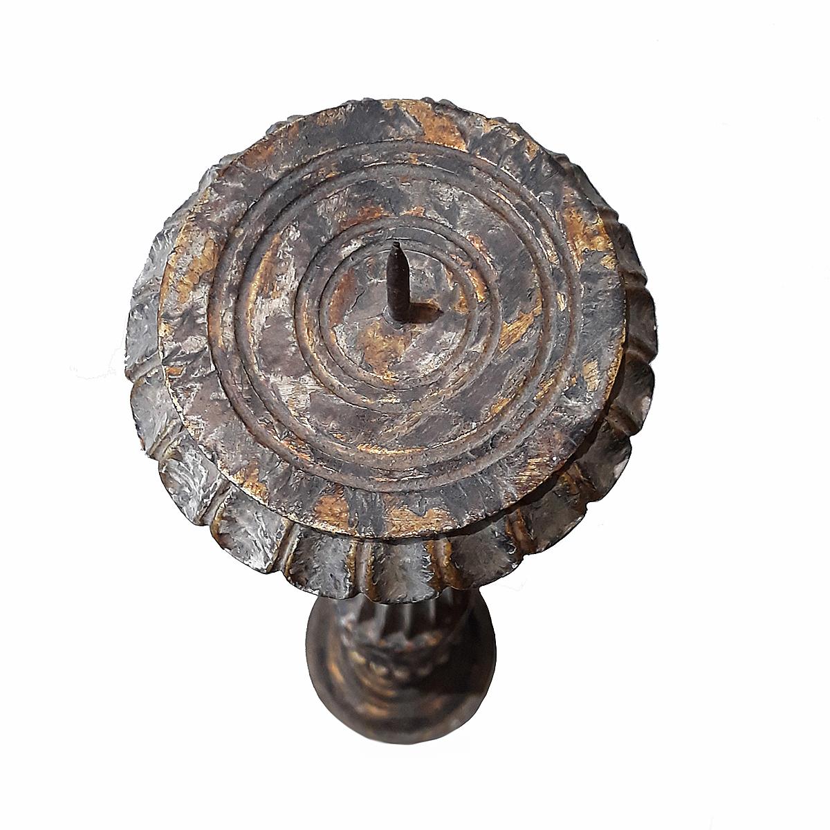 Hand-Carved Wood Candlestick from India, Mid-20th Century For Sale 1