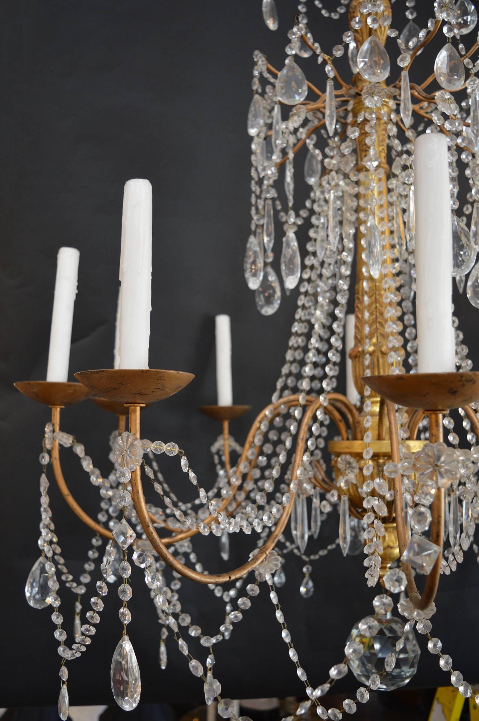 Italian Hand-Carved Wood Chandelier