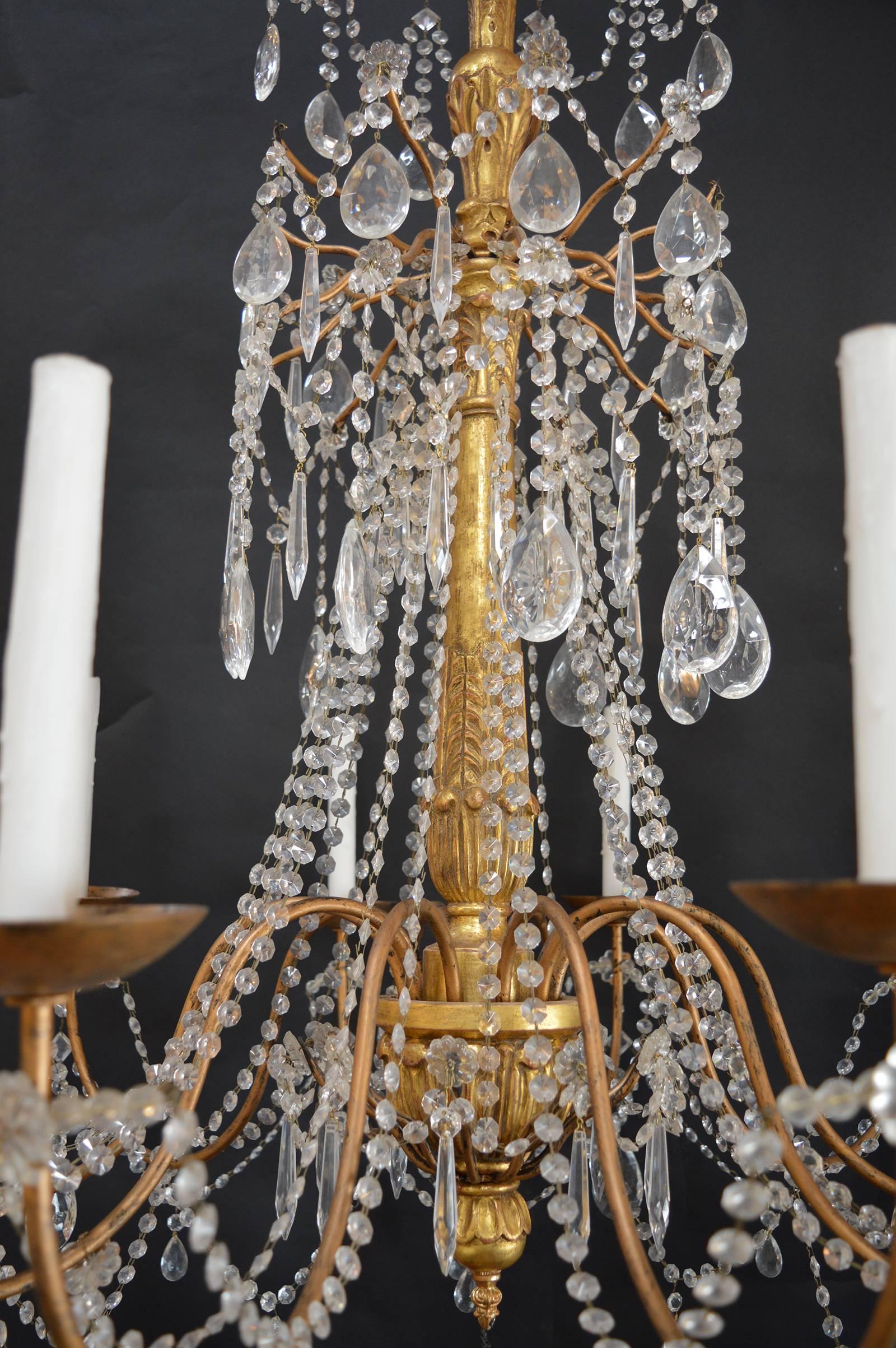 Hand-Carved Wood Chandelier In Excellent Condition In Los Angeles, CA