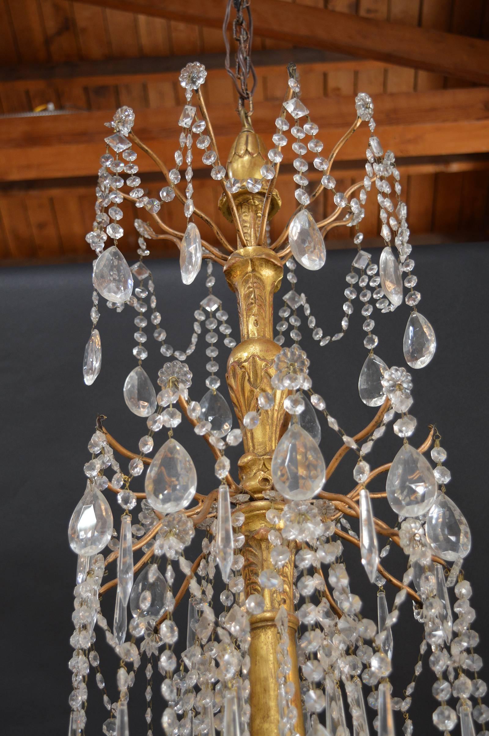 20th Century Hand-Carved Wood Chandelier