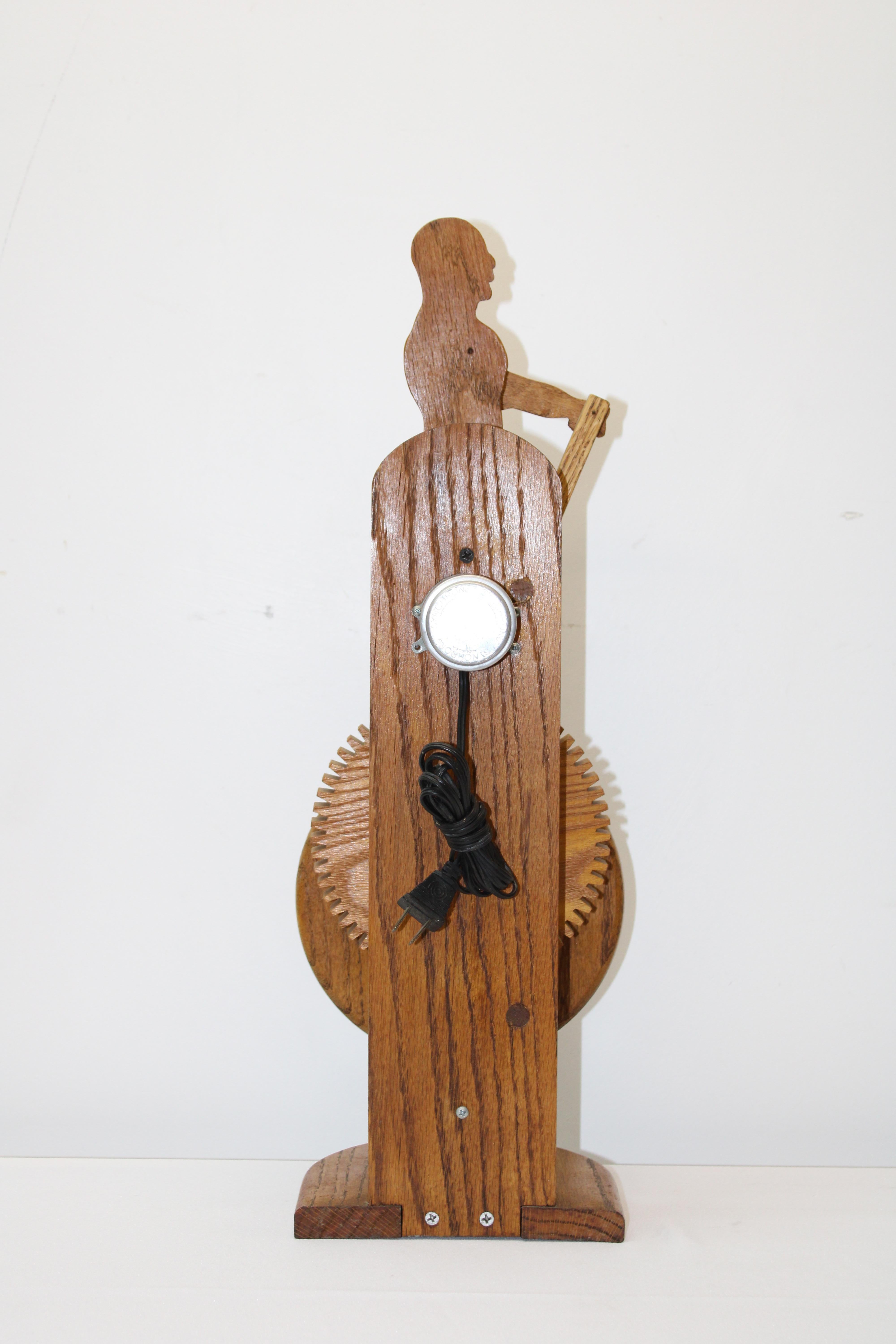 Hand Carved Wood Clock w/ Wooden Gears 2