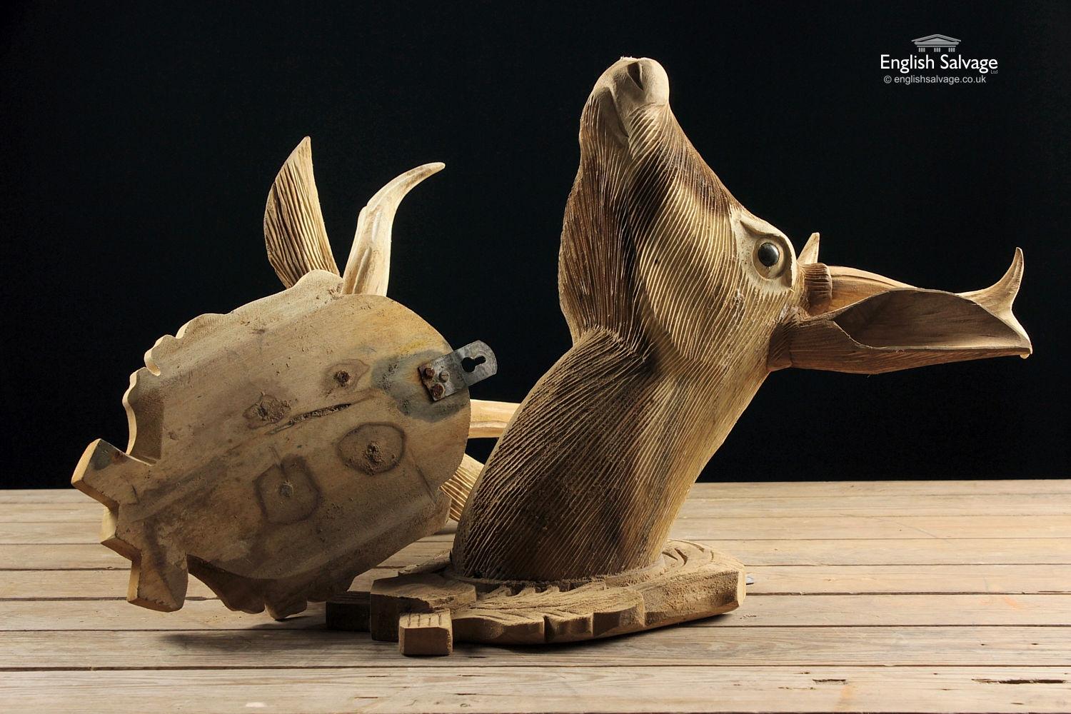 Hand Carved Wood Deer Head, 20th Century For Sale 2