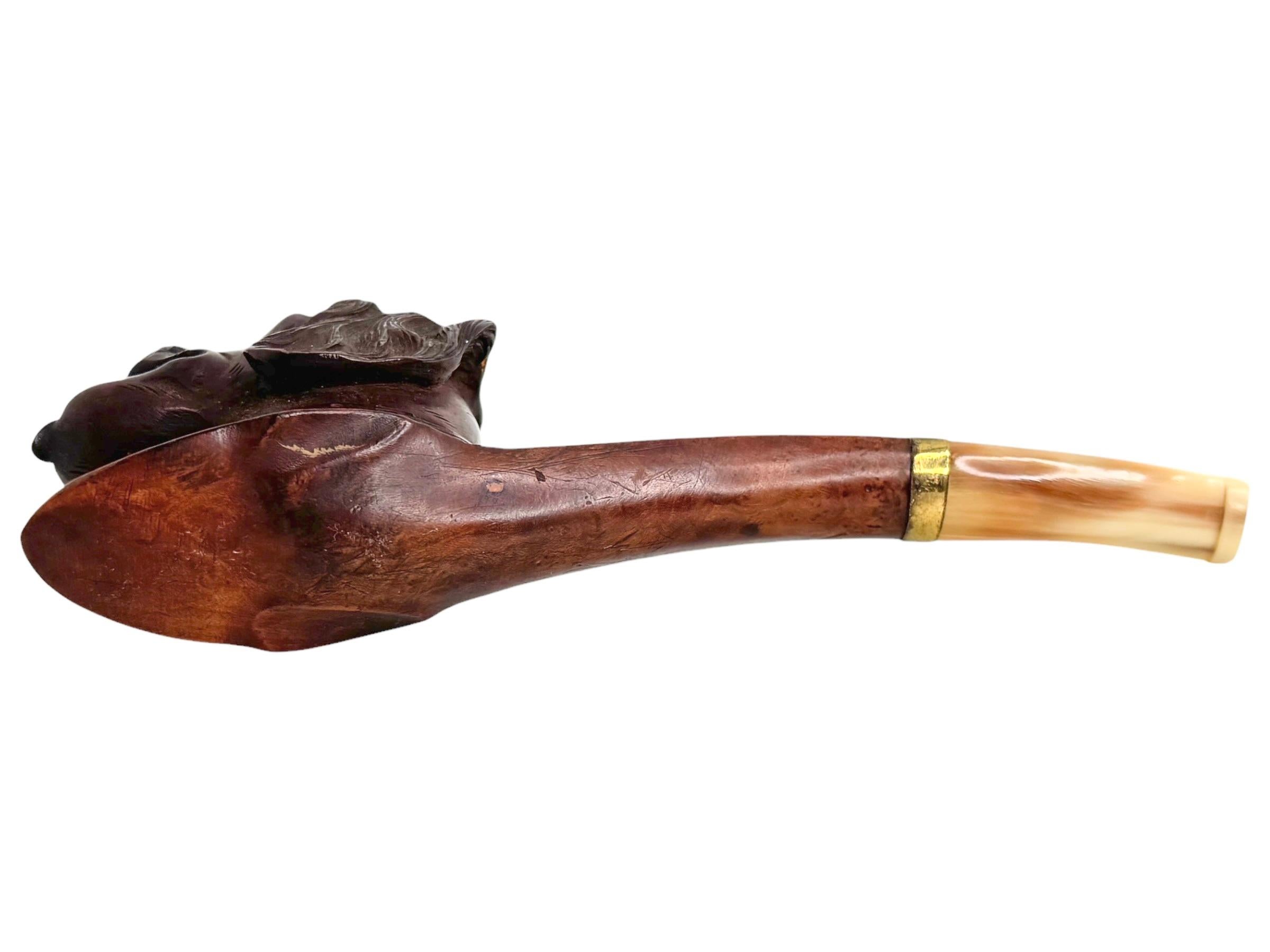 Hand Carved Wood Dog Head Estate Pipe, Antique Brienz Black Forest For Sale 8