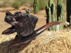 Hand Carved Wood Dog Head Estate Pipe, Antique Brienz Black Forest