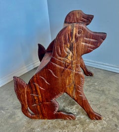 Hand Carved Wood Dog Step Stool