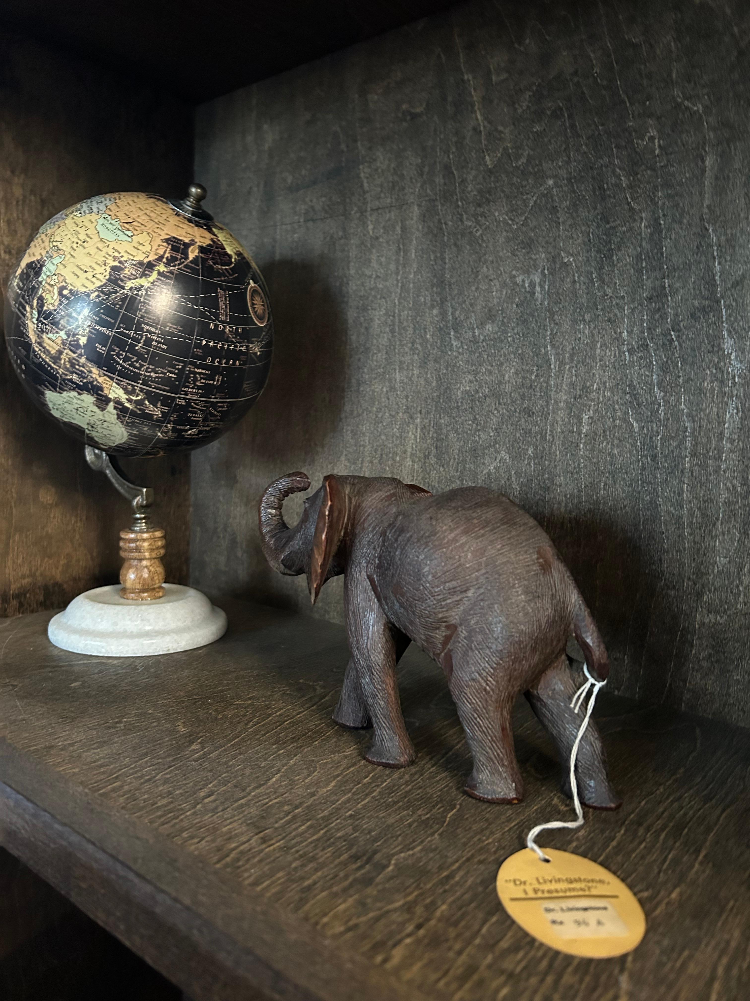 20th Century Hand Carved Wood Elephant from the Dr. Livingstone Collection For Sale