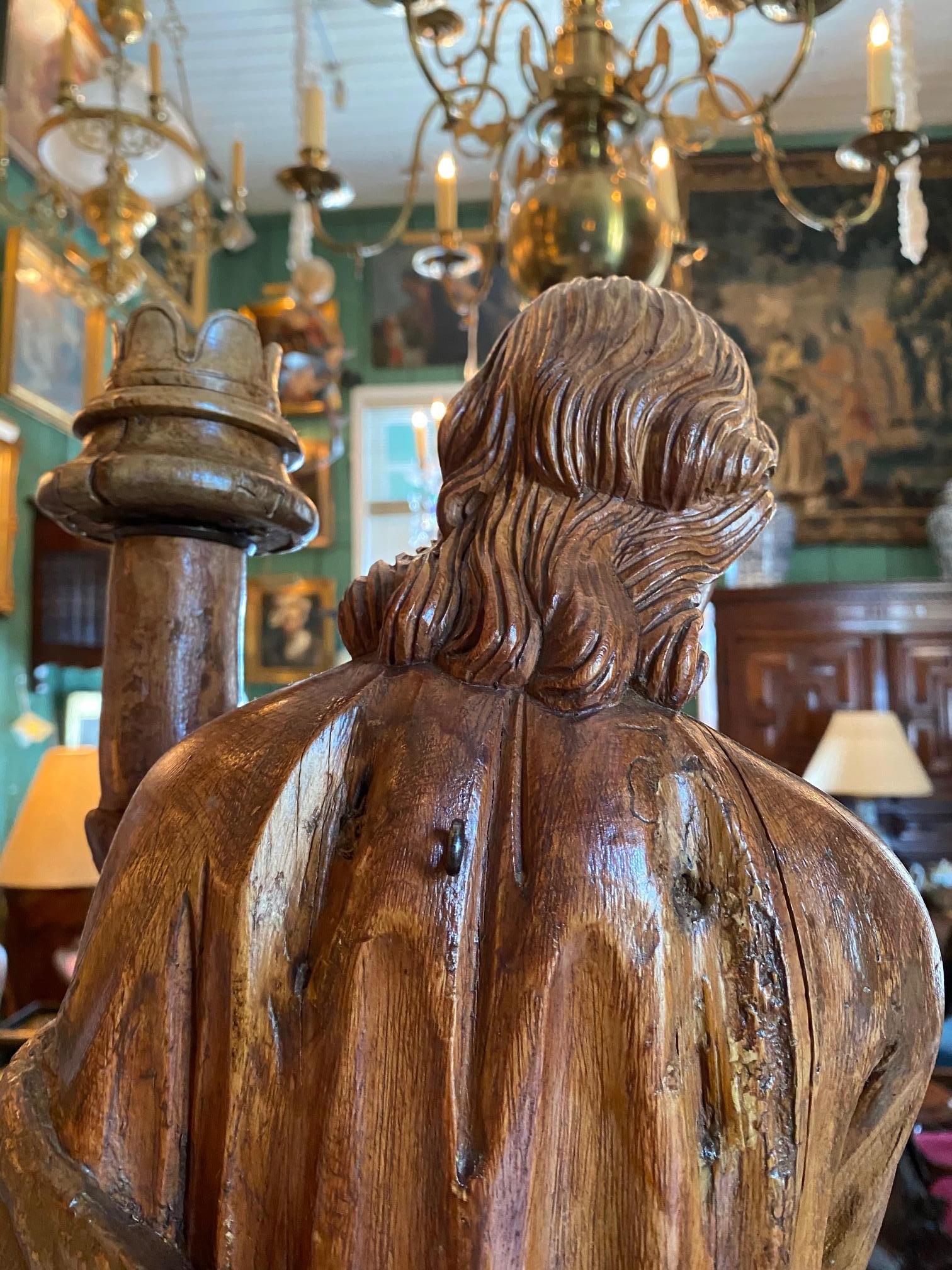 Figura scolpita a mano in Wood Scultura Angelo Statua Antiquariato Los Angeles California in vendita 3