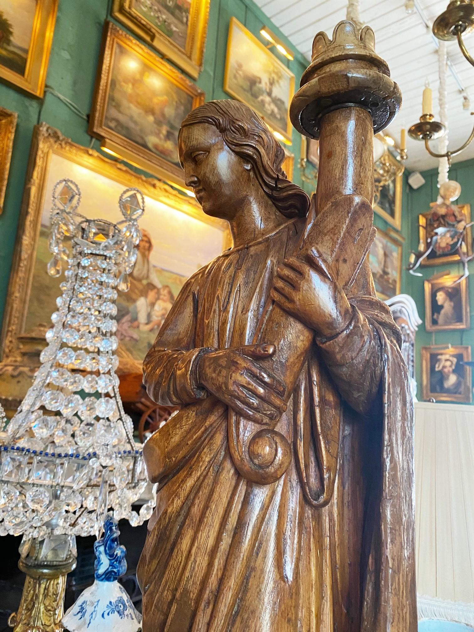 Figura scolpita a mano in Wood Scultura Angelo Statua Antiquariato Los Angeles California in vendita 4