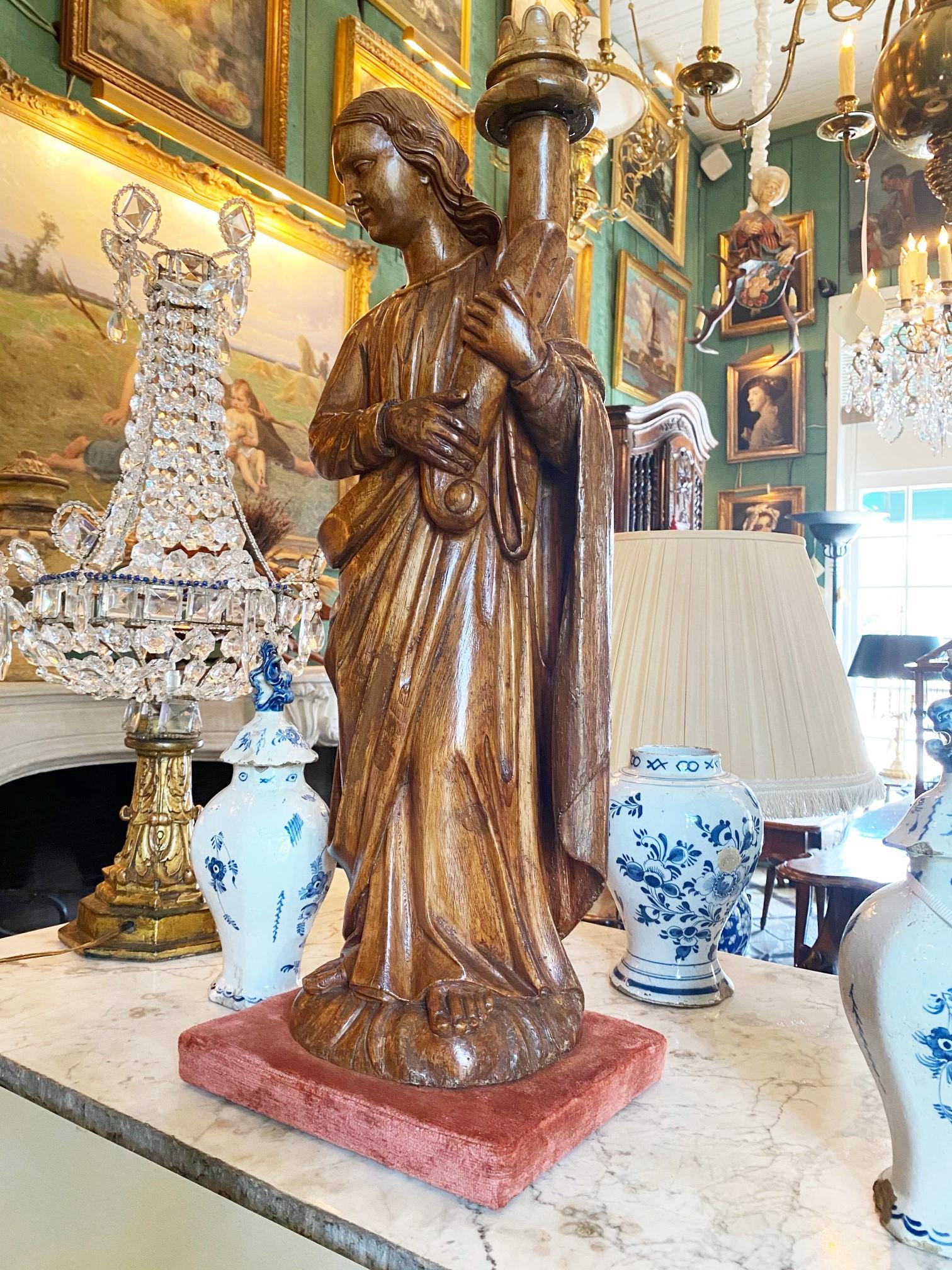 Figura scolpita a mano in Wood Scultura Angelo Statua Antiquariato Los Angeles California in vendita 5