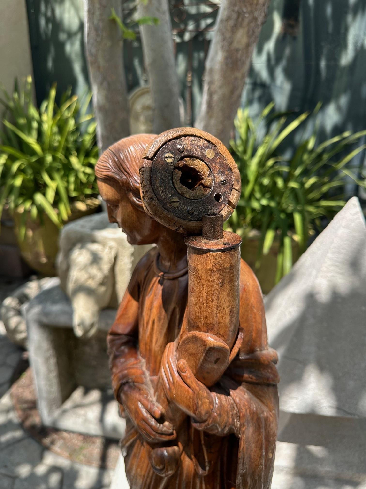 Handgeschnitzte Holzfigur-Skulptur, Engelsstatue, Antiquitäten, Los Angeles, Kalifornien im Angebot 12