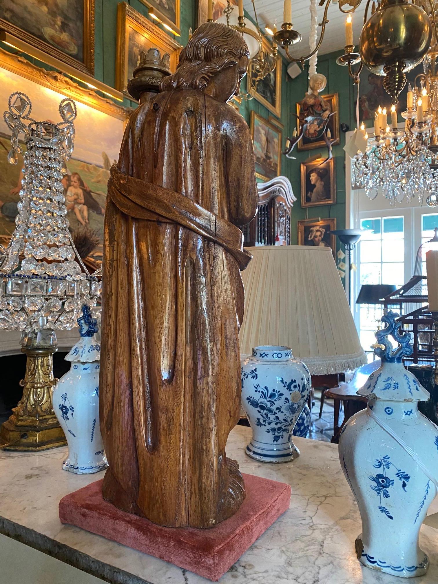 Figura scolpita a mano in Wood Scultura Angelo Statua Antiquariato Los Angeles California in vendita 11