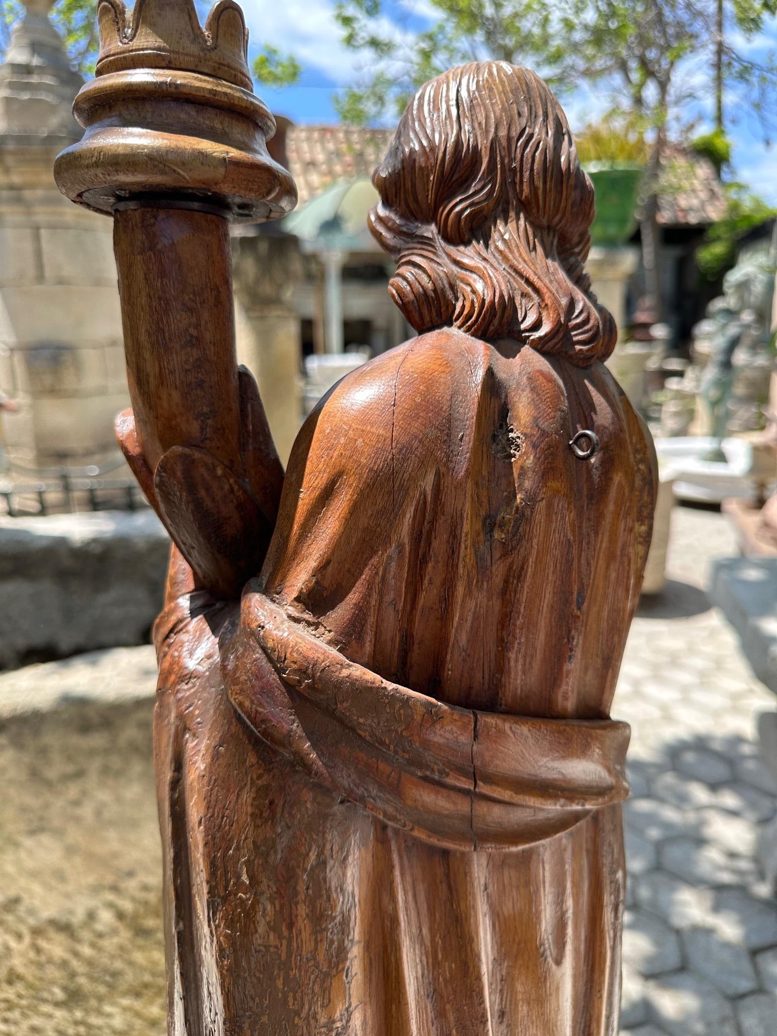 Hand Carved Wood Figure Sculpture Angel Statue Antiques Los Angeles California For Sale 12