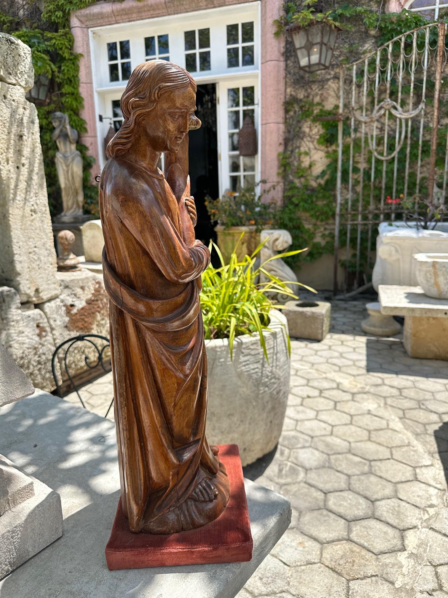 Fabric Hand Carved Wood Figure Sculpture Angel Statue Antiques Los Angeles California For Sale