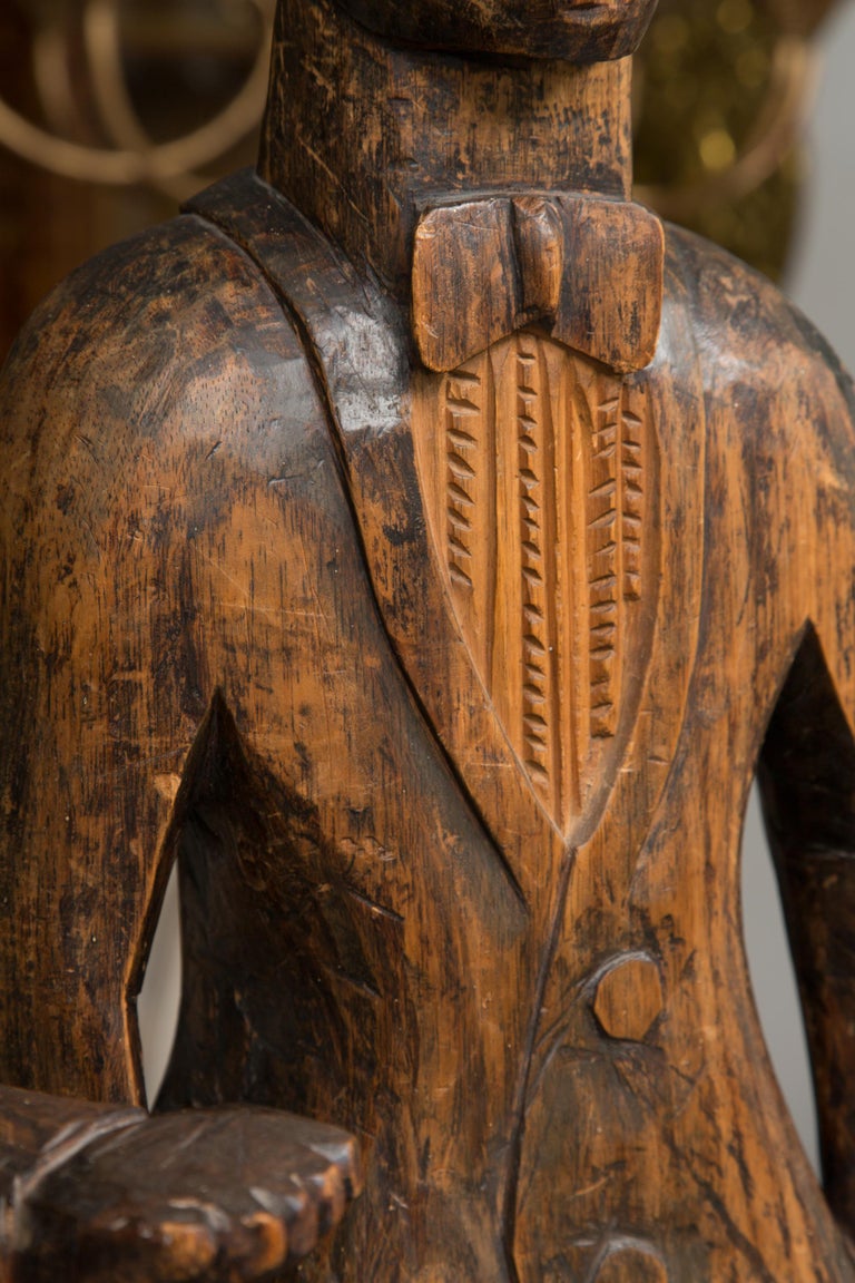 Hand Carved Wood Figures of the Jazz Age and Minstral Period For Sale