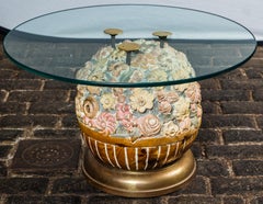 1960 Hand Carved Wood Floral Ball Table by Sarreid Ltd, Spain