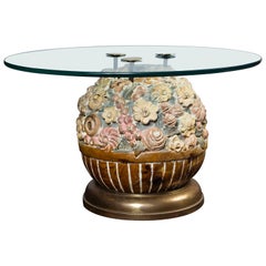 Hand Carved Wood Floral Ball Table by Sarreid Ltd