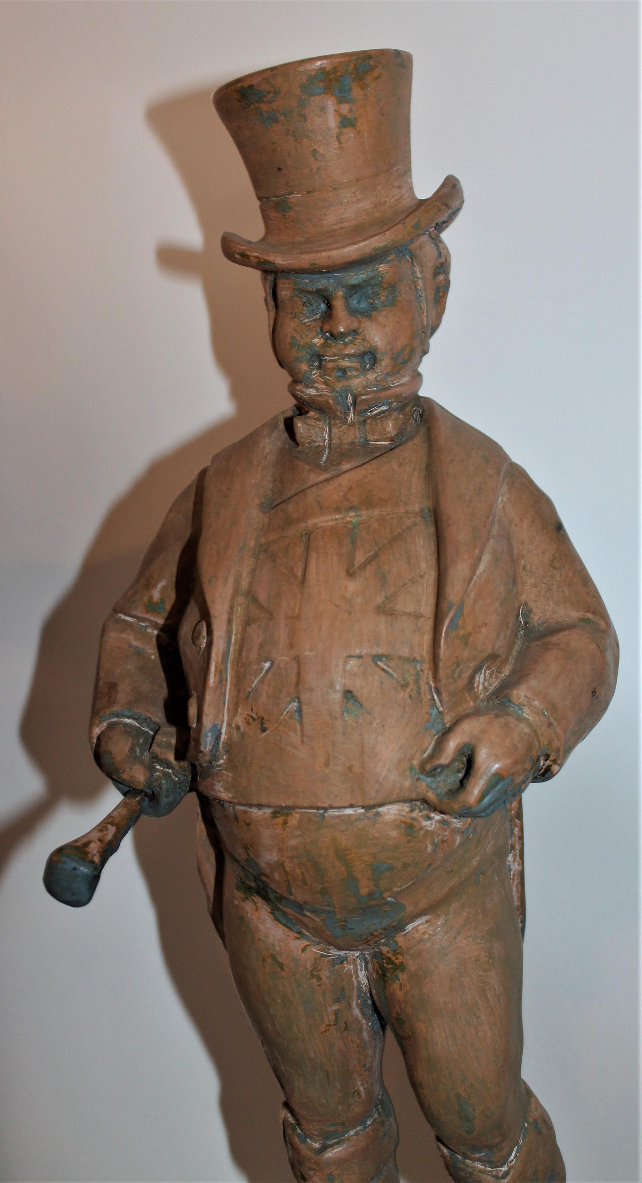 American Hand Carved Wood  Folk Sculpture of John Bull For Sale