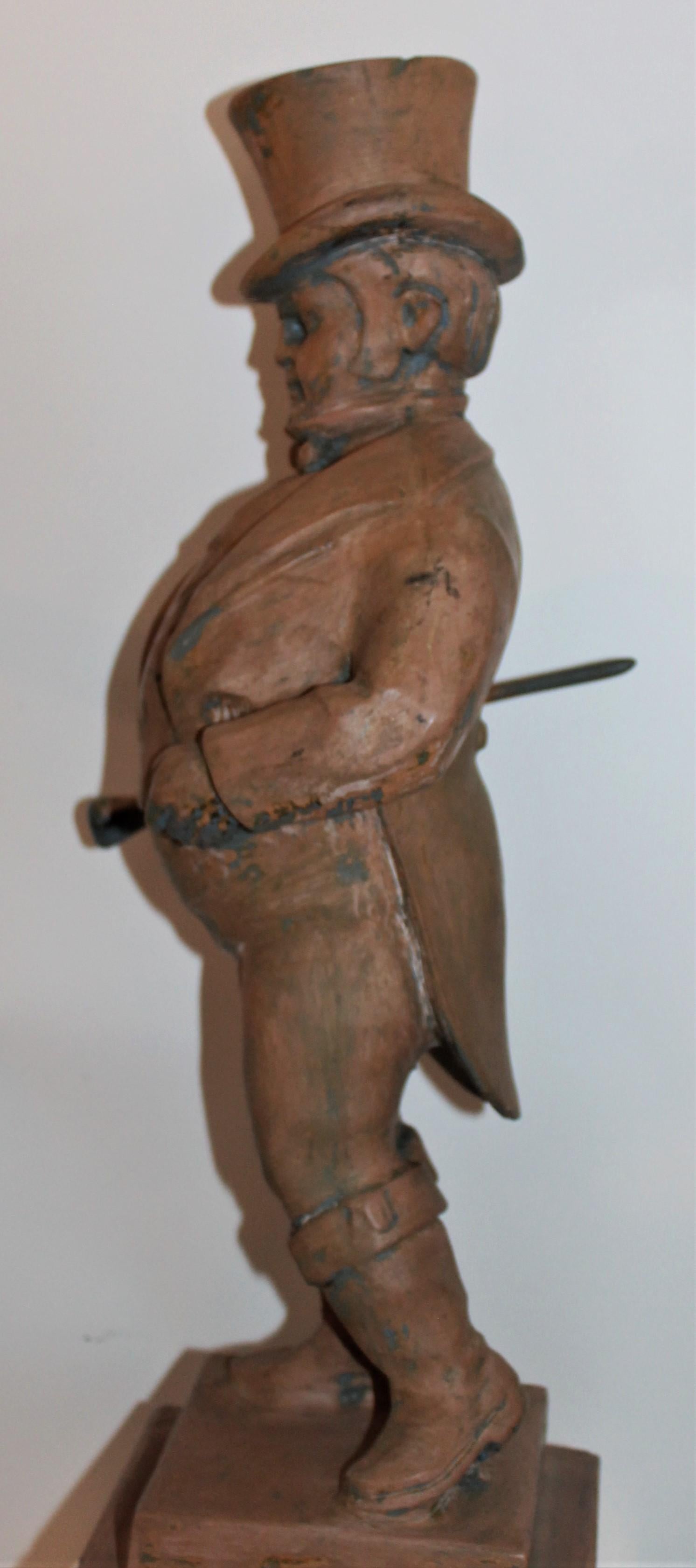 Hand-Carved Hand Carved Wood  Folk Sculpture of John Bull For Sale