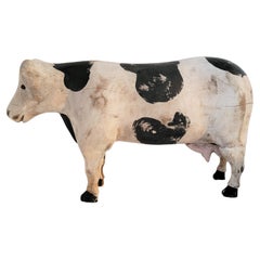 Hand Carved Wood Folky Cow