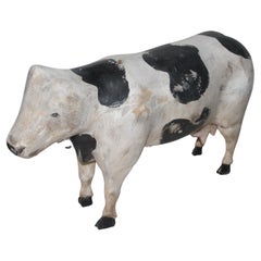 Vintage Hand Carved Wood Folky Cow