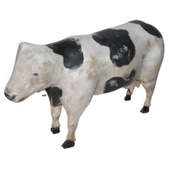 Hand Carved Wood Folky Cow