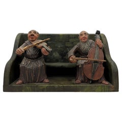 Hand Carved Wood from Musician Monks 20th Century, Rare, Unique, Rarity