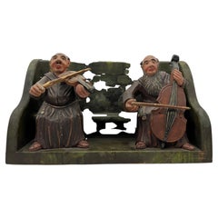 Hand Carved Wood from Musician Monks 20th Century, Rare, Unique, Rarity, Good or