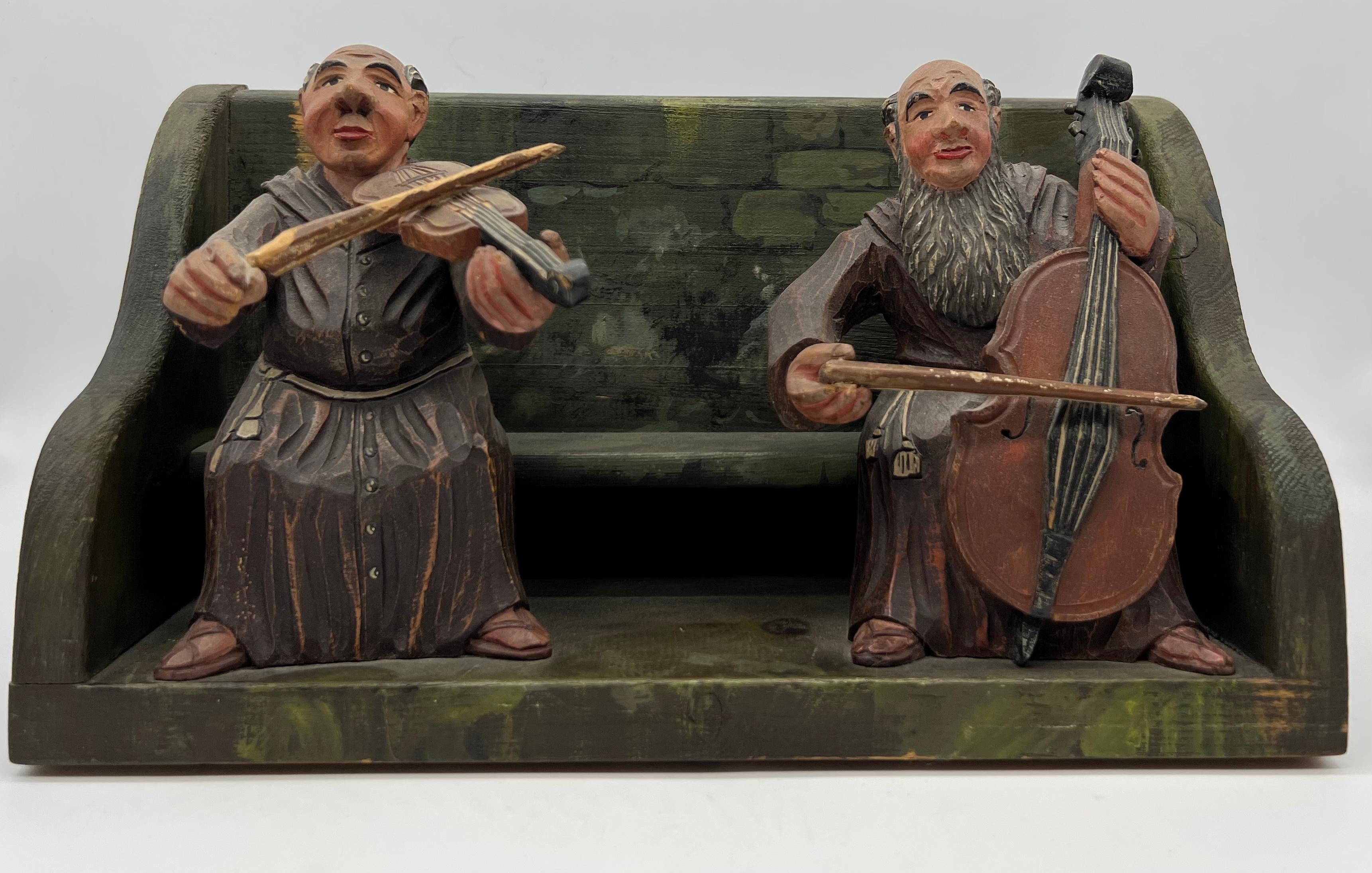 Other Hand Carved Wood from Musician Monks 20th Century, Rare, Unique, Rarity, Good or For Sale
