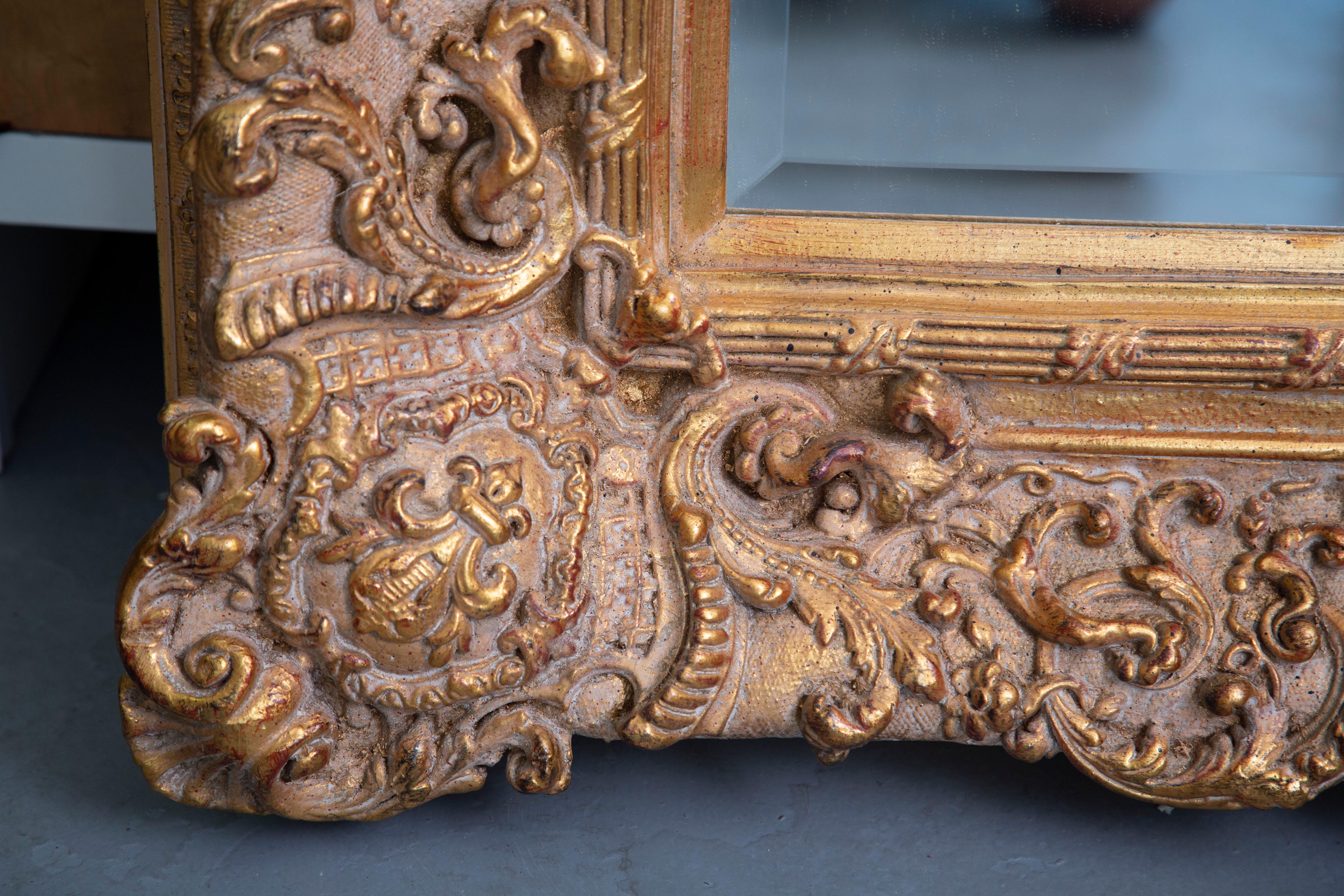 Rococo Hand Carved Wood, Gesso and Gilt Mirror, Italy, circa 1880 For Sale