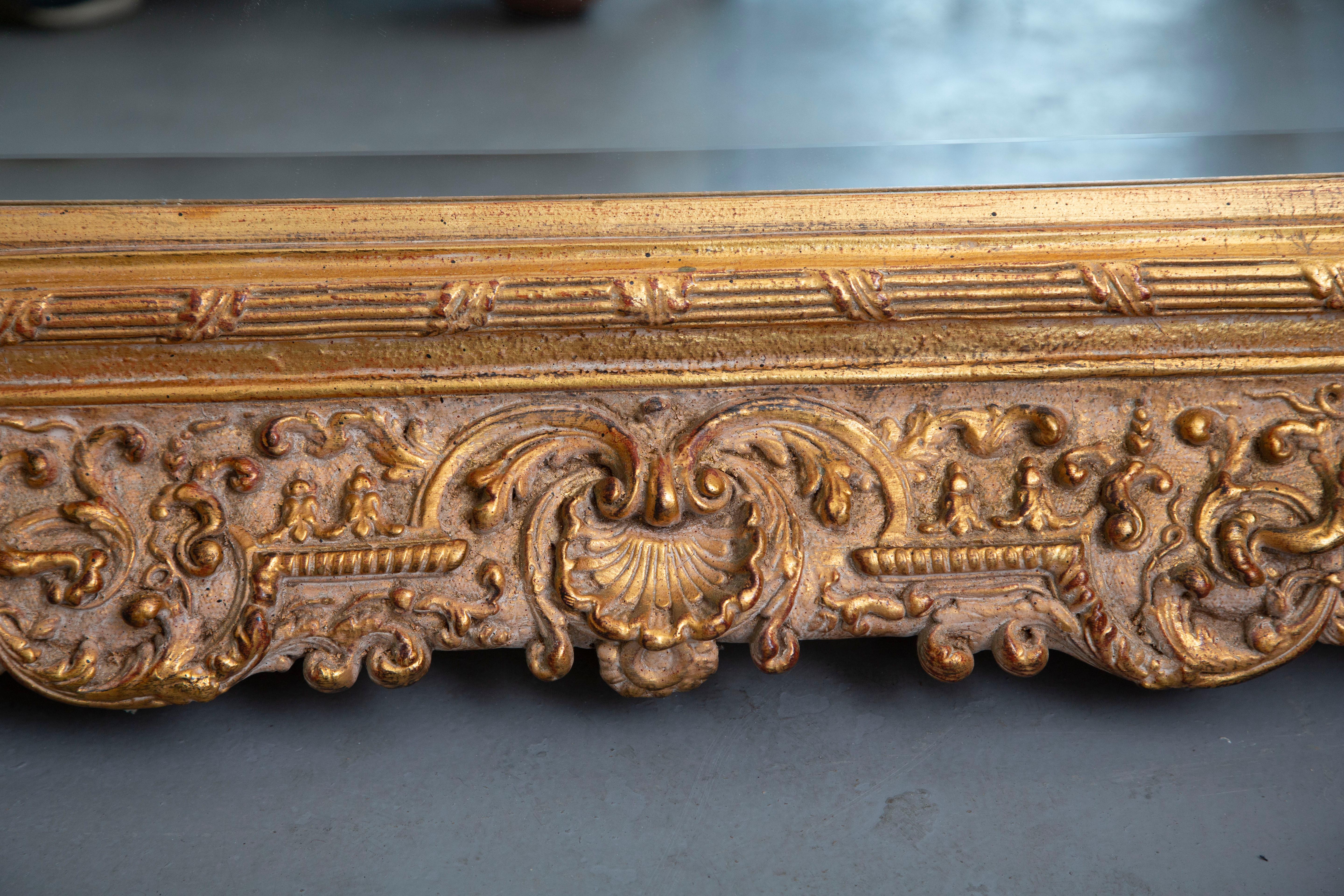 Hand Carved Wood, Gesso and Gilt Mirror, Italy, circa 1880 In Good Condition For Sale In Miami, FL