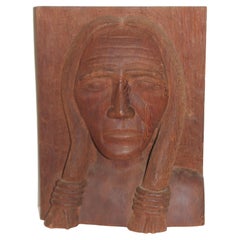 Hand Carved Wood Indian Chief Sculpture