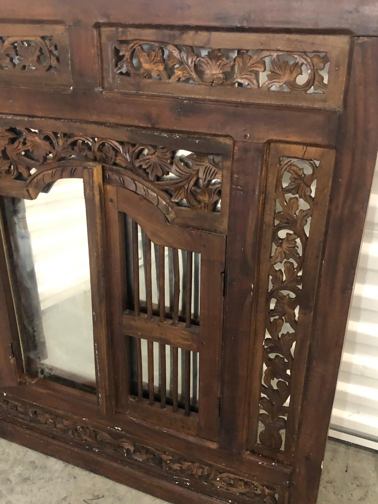 Hand Carved Wood Indian Wall Mirror at 1stDibs antique indian mirror