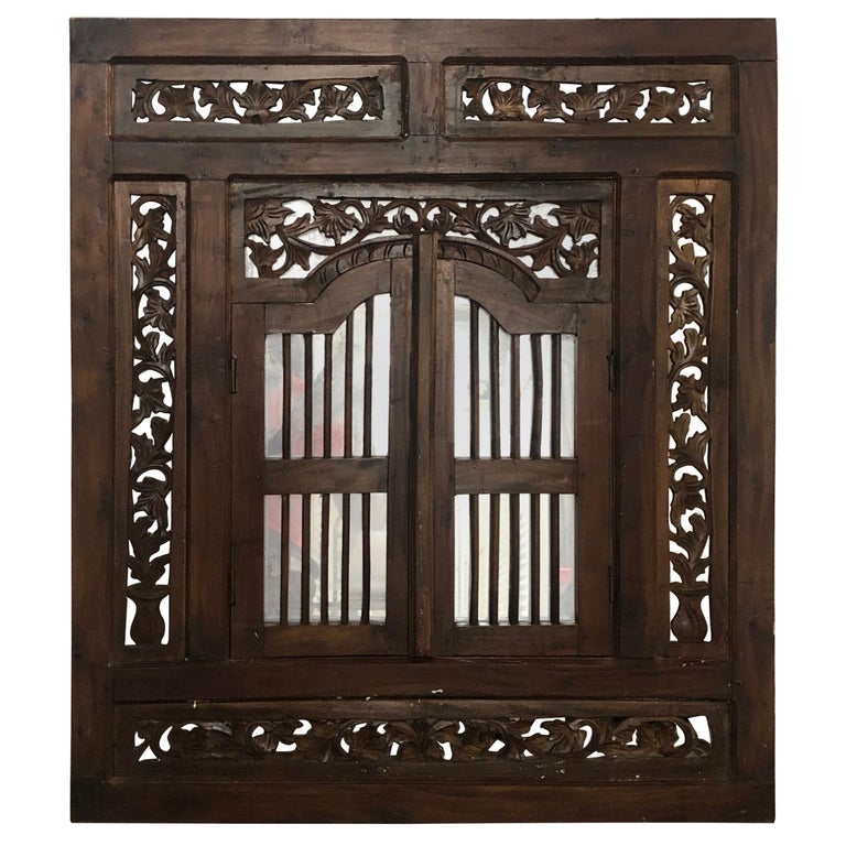 Hand Carved Wood Indian Wall Mirror at 1stDibs antique indian mirror