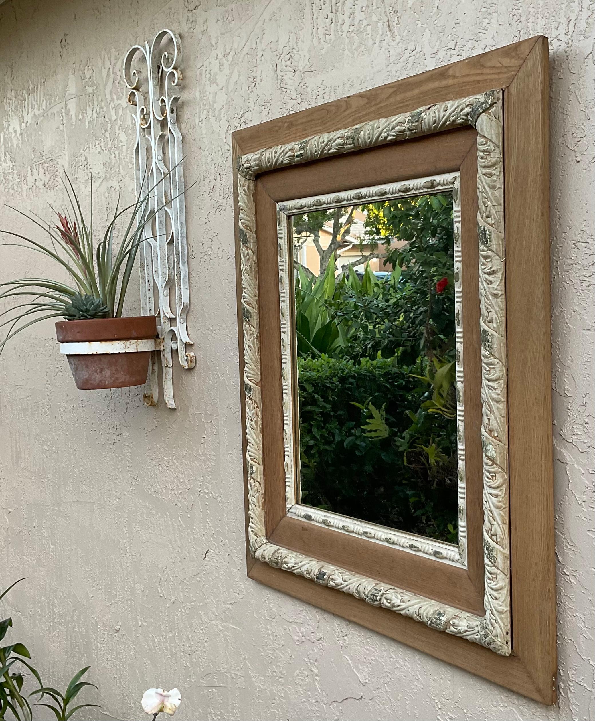 20th Century Hand Carved Wood Italian Mirror For Sale