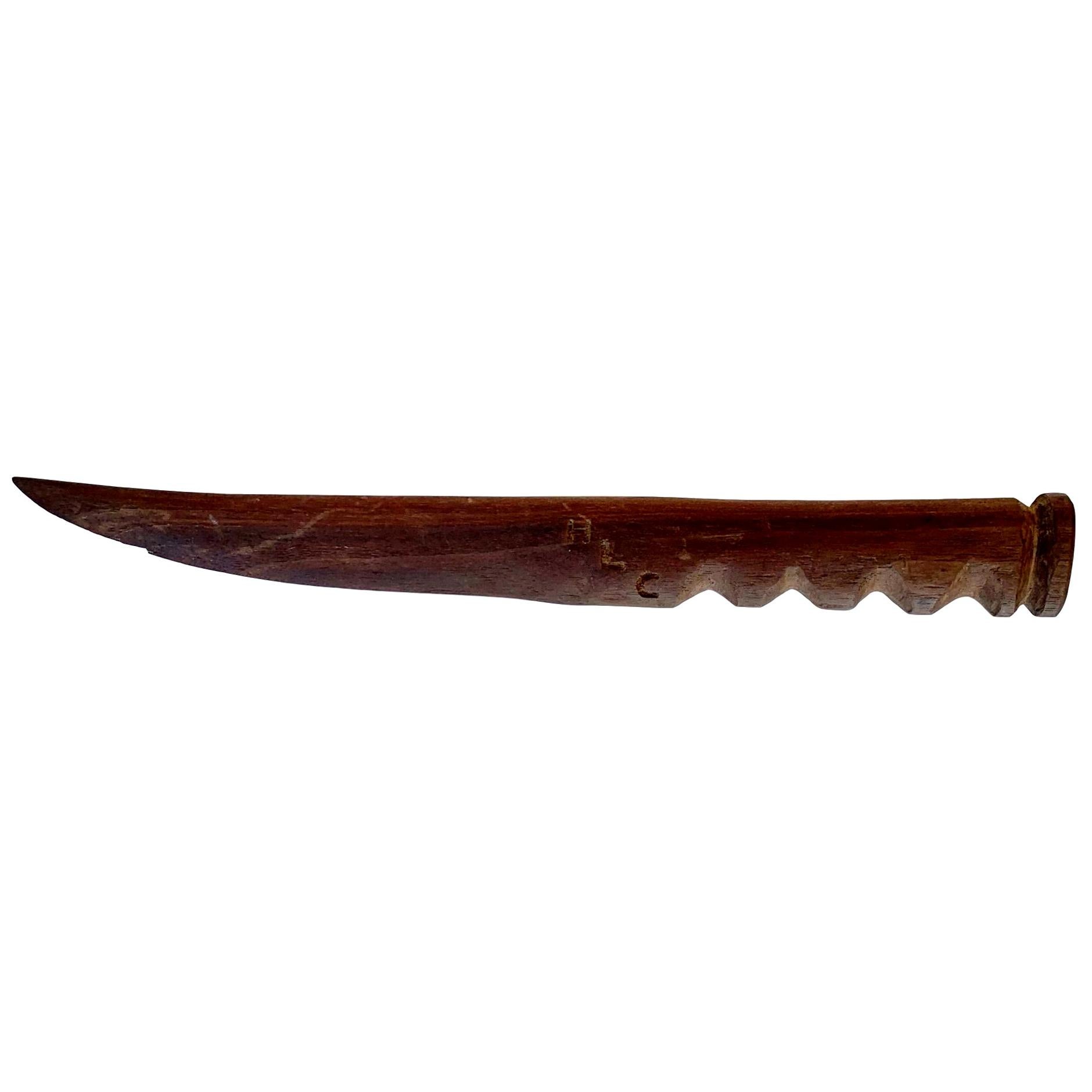 Hand Carved Wood Knife For Sale