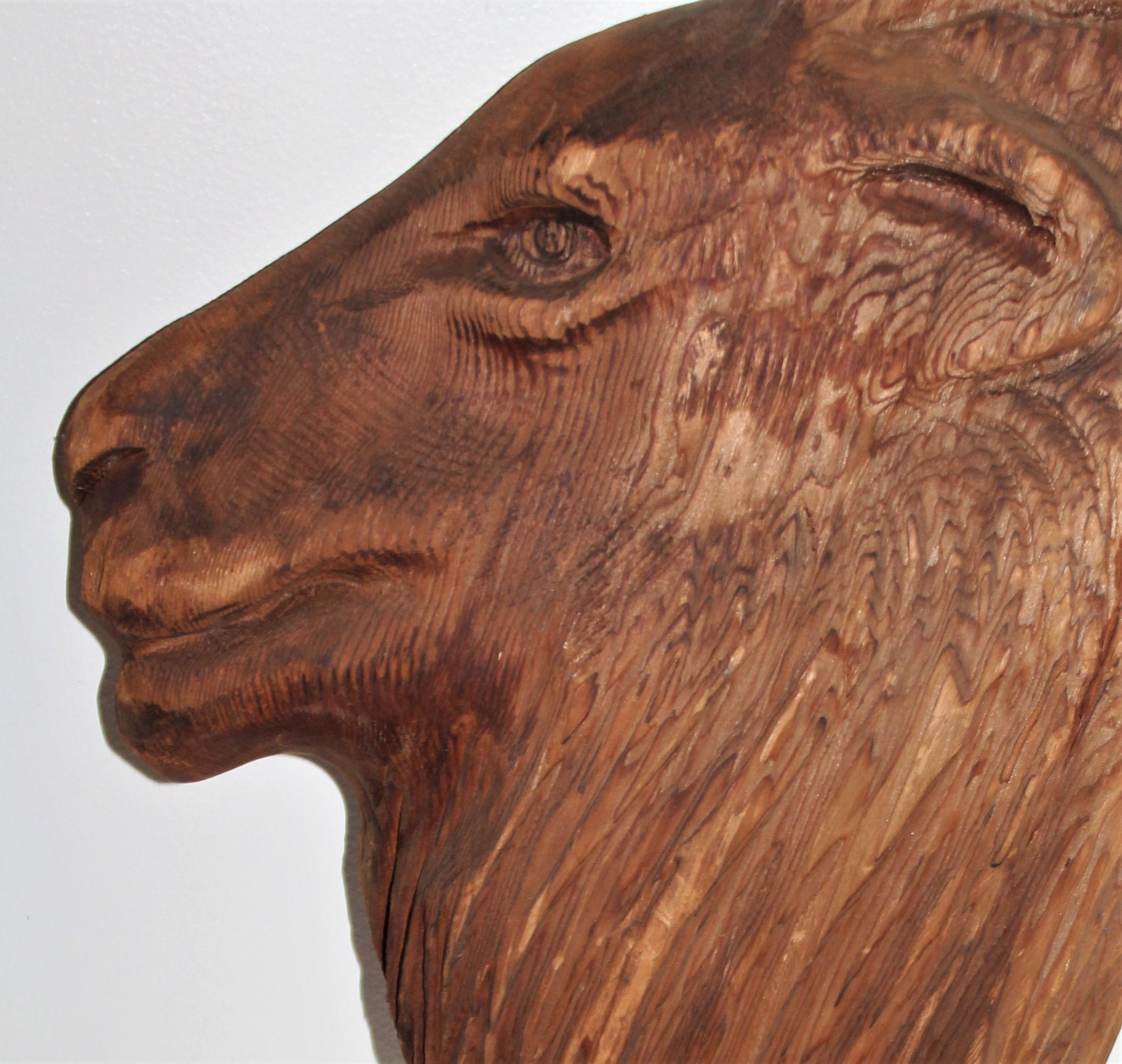 lion head wood carving