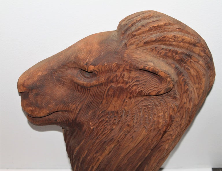 Hand Carved Wood Lion Head For Sale at 1stDibs carved lion head