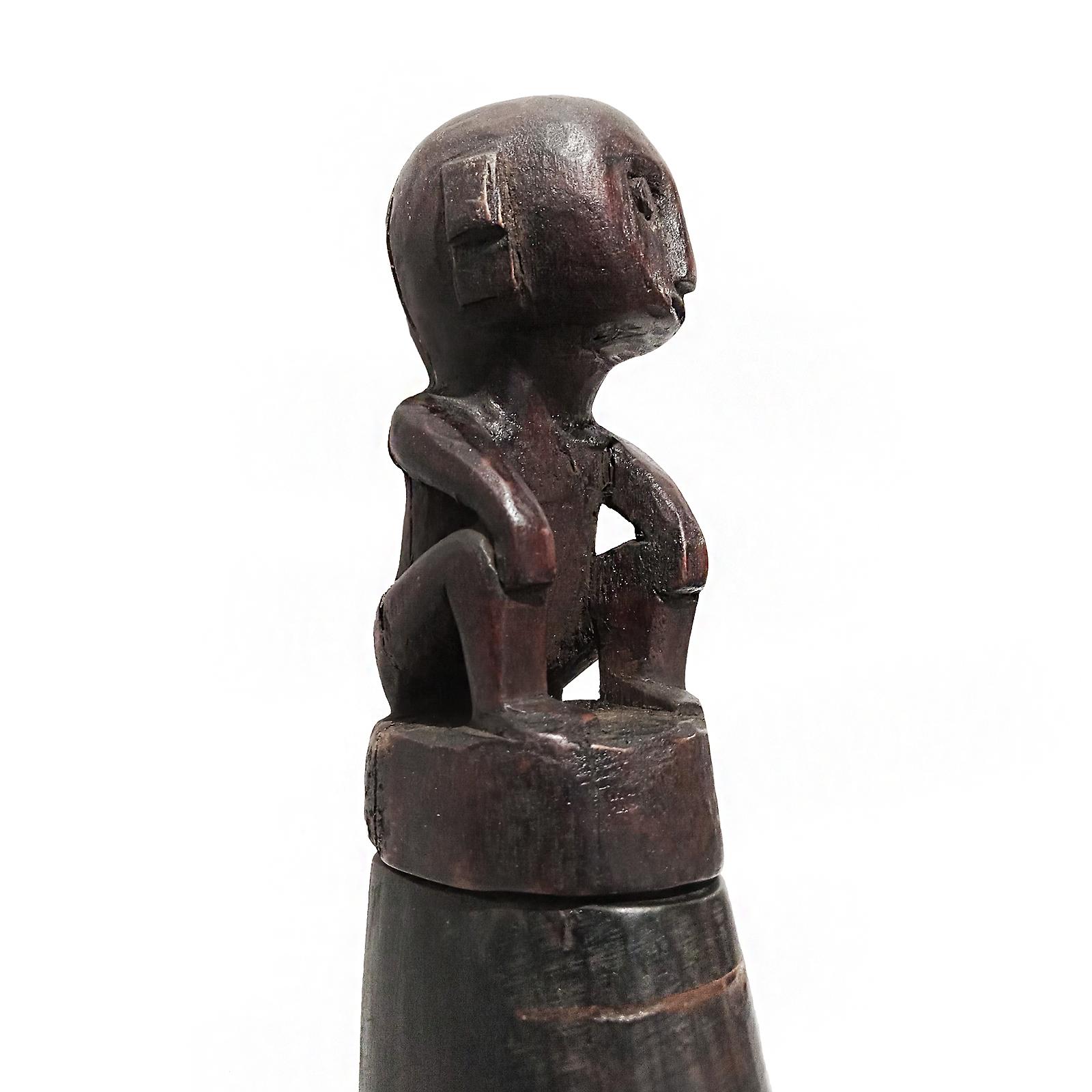 Hand-Carved Wood Medicine Container from Indonesia, on stand For Sale 4