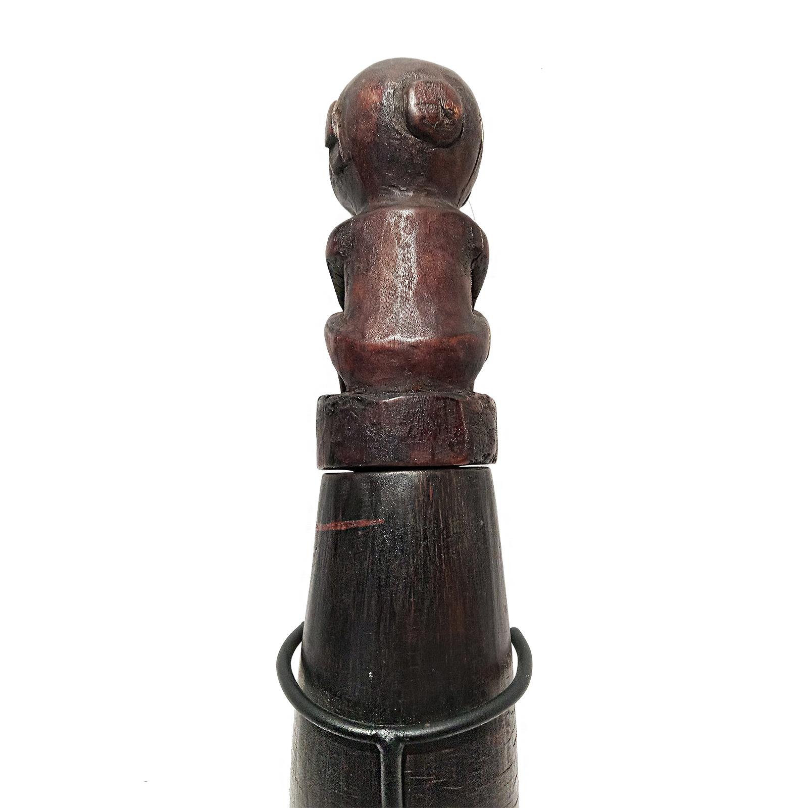 Hand-Carved Wood Medicine Container from Indonesia, on stand For Sale 10