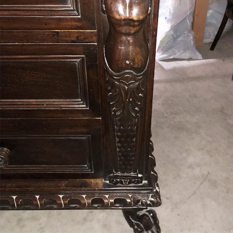 Carved Wood Mermaid 4 Drawer Commode Nightstand or Chest France 17th Century For Sale 5