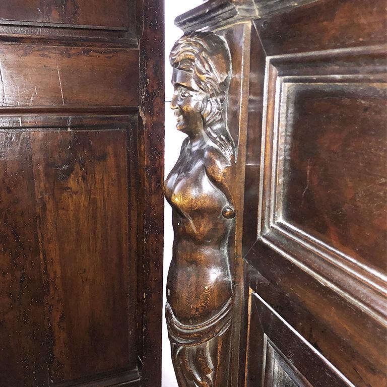 Carved Wood Mermaid 4 Drawer Commode Nightstand or Chest France 17th Century For Sale 2
