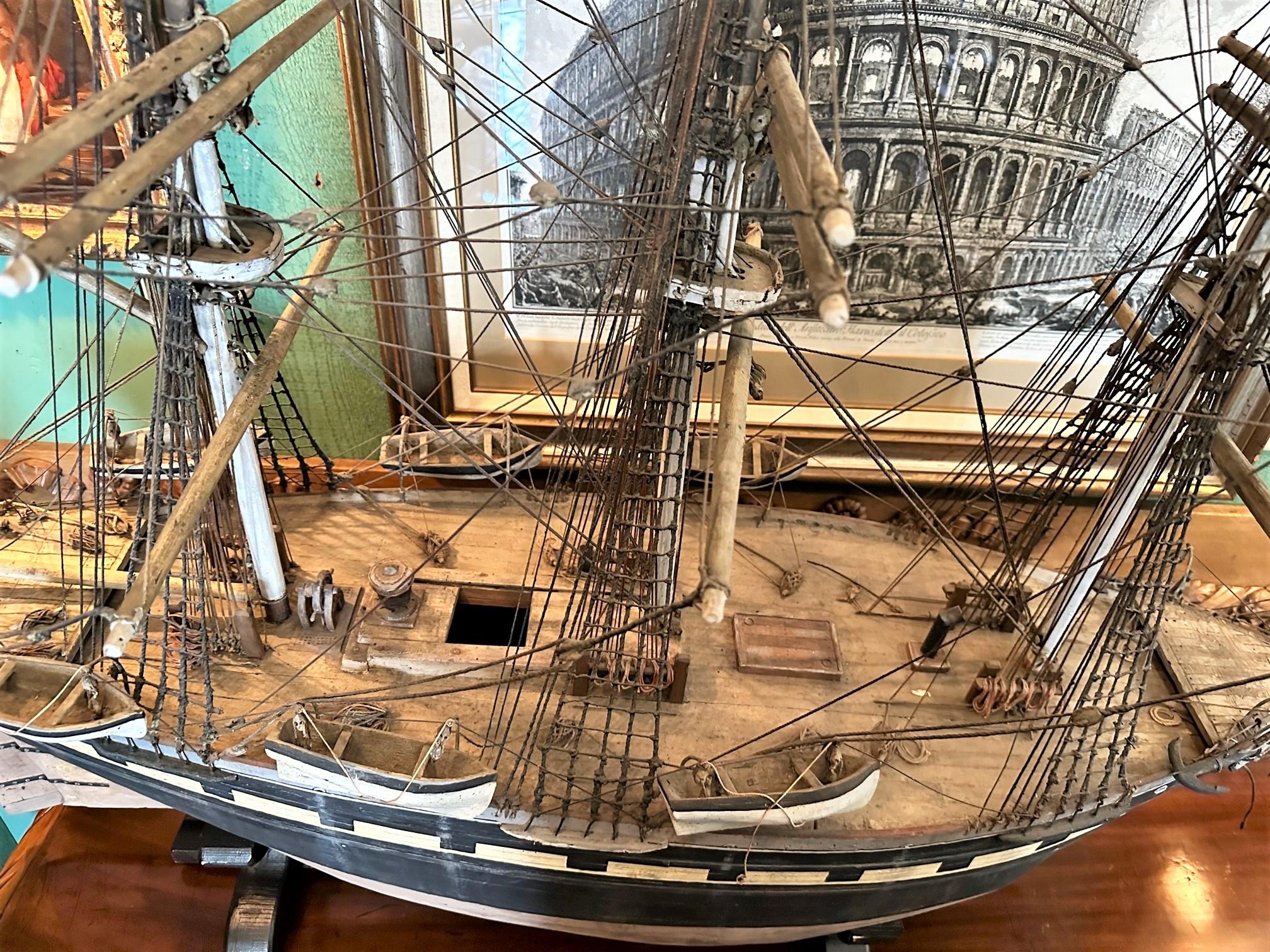 Modelo de Madera tallada a mano Modelo de Barco de Vela Escultura Margaret Pieza Central LA CA en venta 6