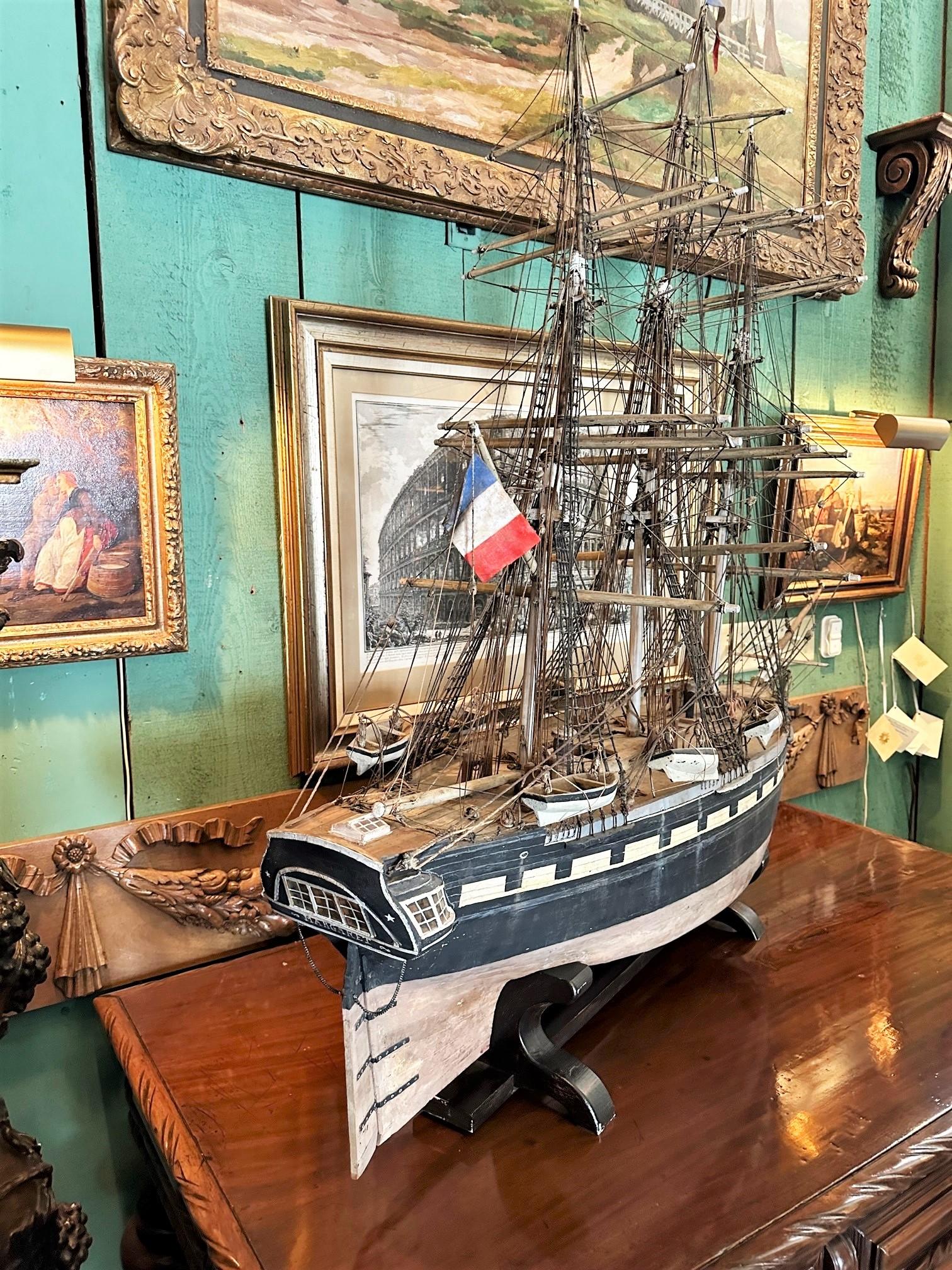 Hand carved Wood Model Sailing Ship model Margaret Sculpture center piece LA CA  For Sale 6