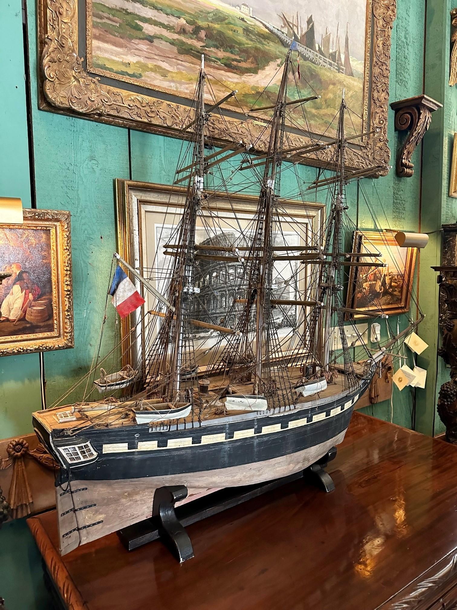 Hand carved Wood Model Sailing Ship model Margaret Sculpture center piece LA CA  For Sale 1