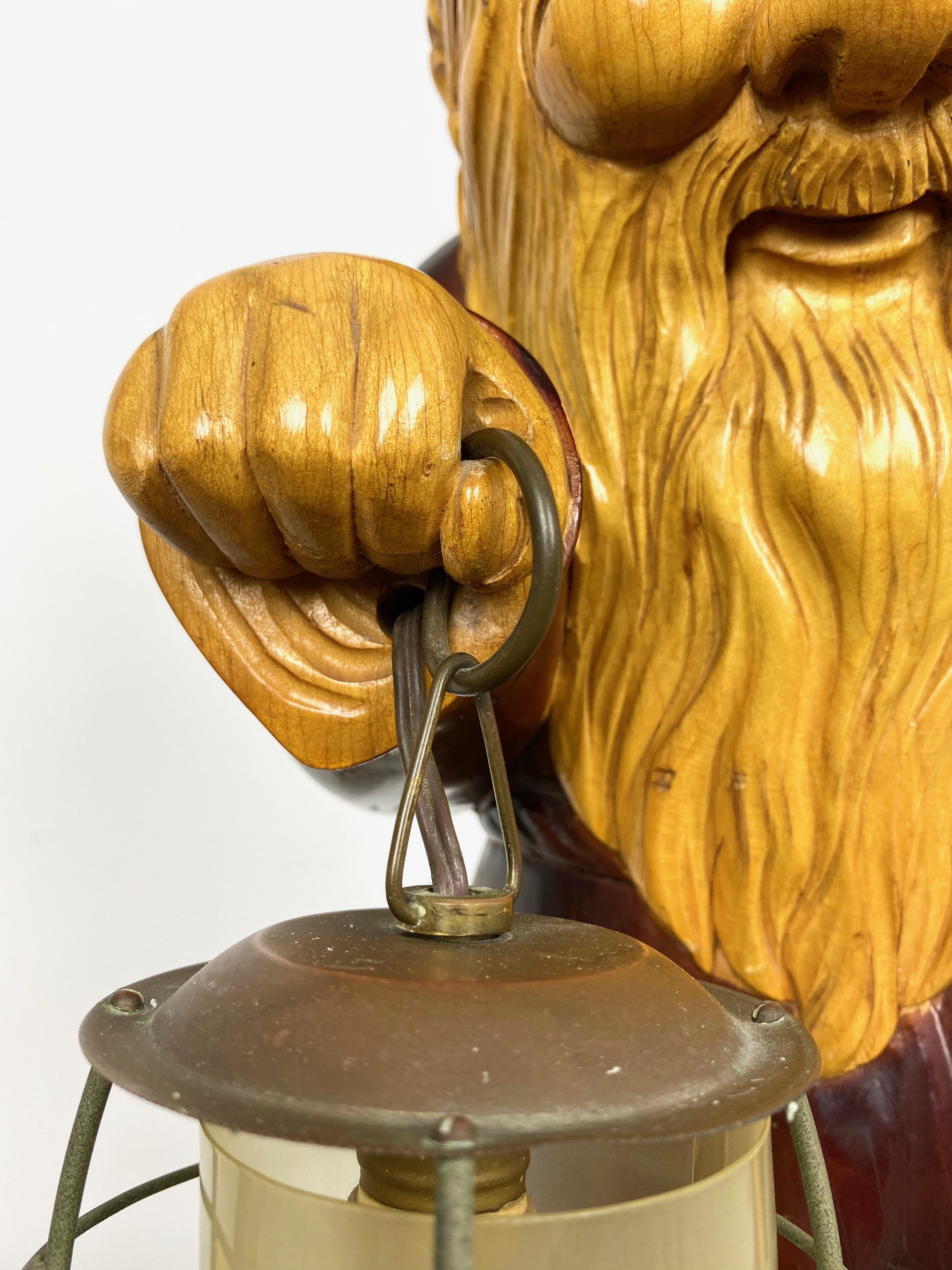 Hand Carved Wood Monk Table Lamp by Aldo Tura for Macabo, Italy, 1950s For Sale 8