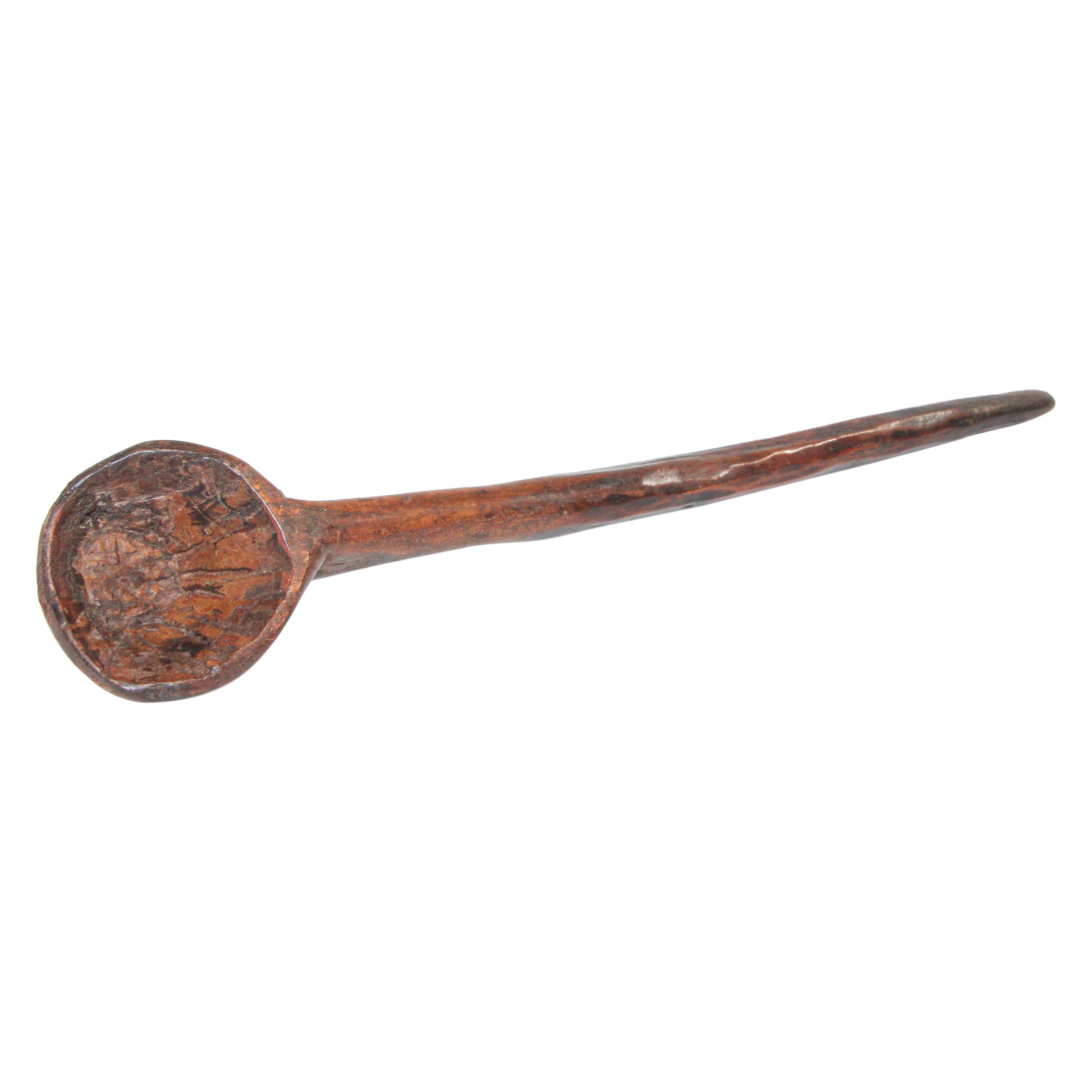 Grande cuillère ethnique marocaine en bois sculpté à la main
