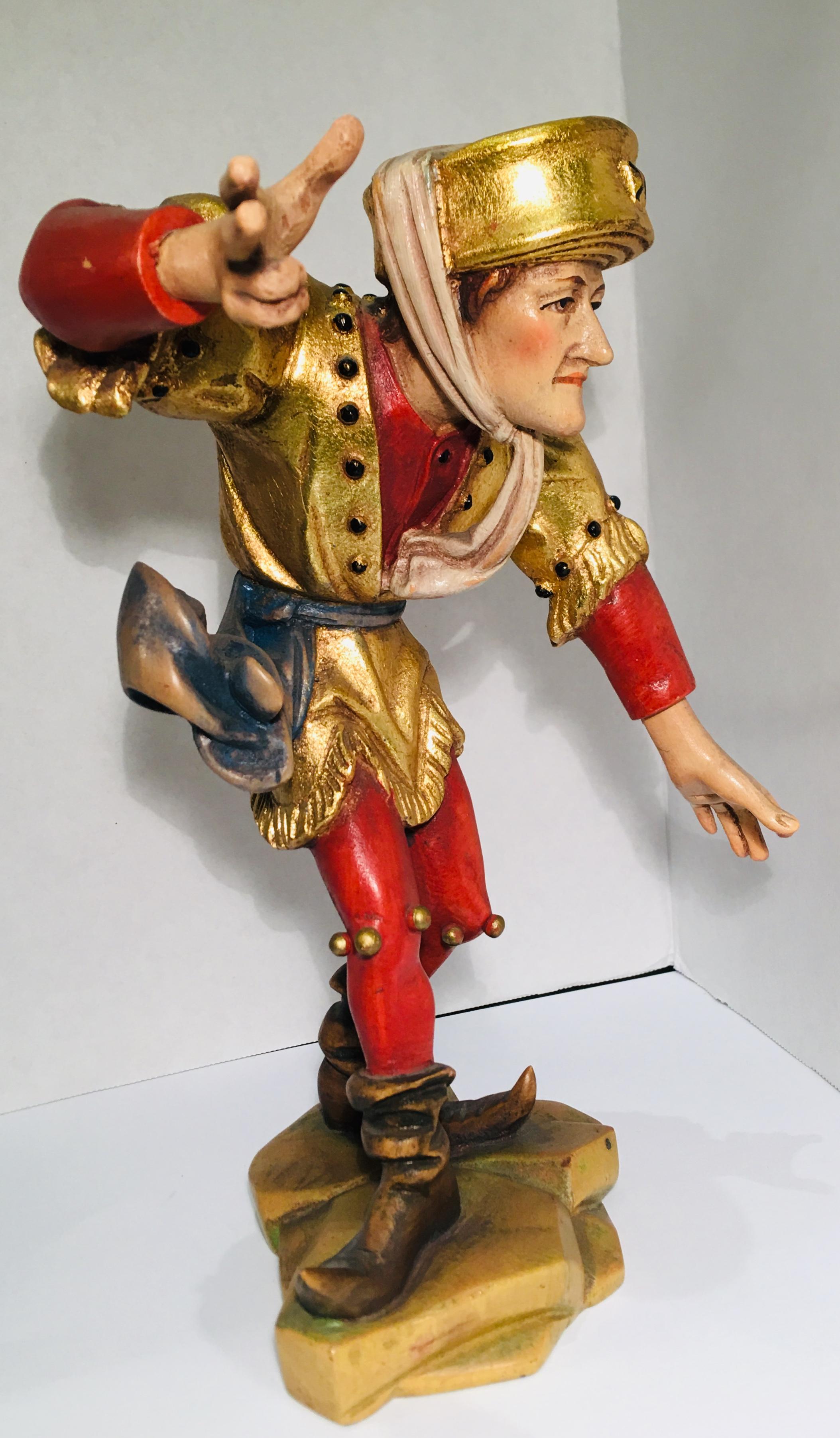 Hand Carved Wood Oswald Demetz Deur Morisco Dancer Insolent Italian Figurine For Sale 2