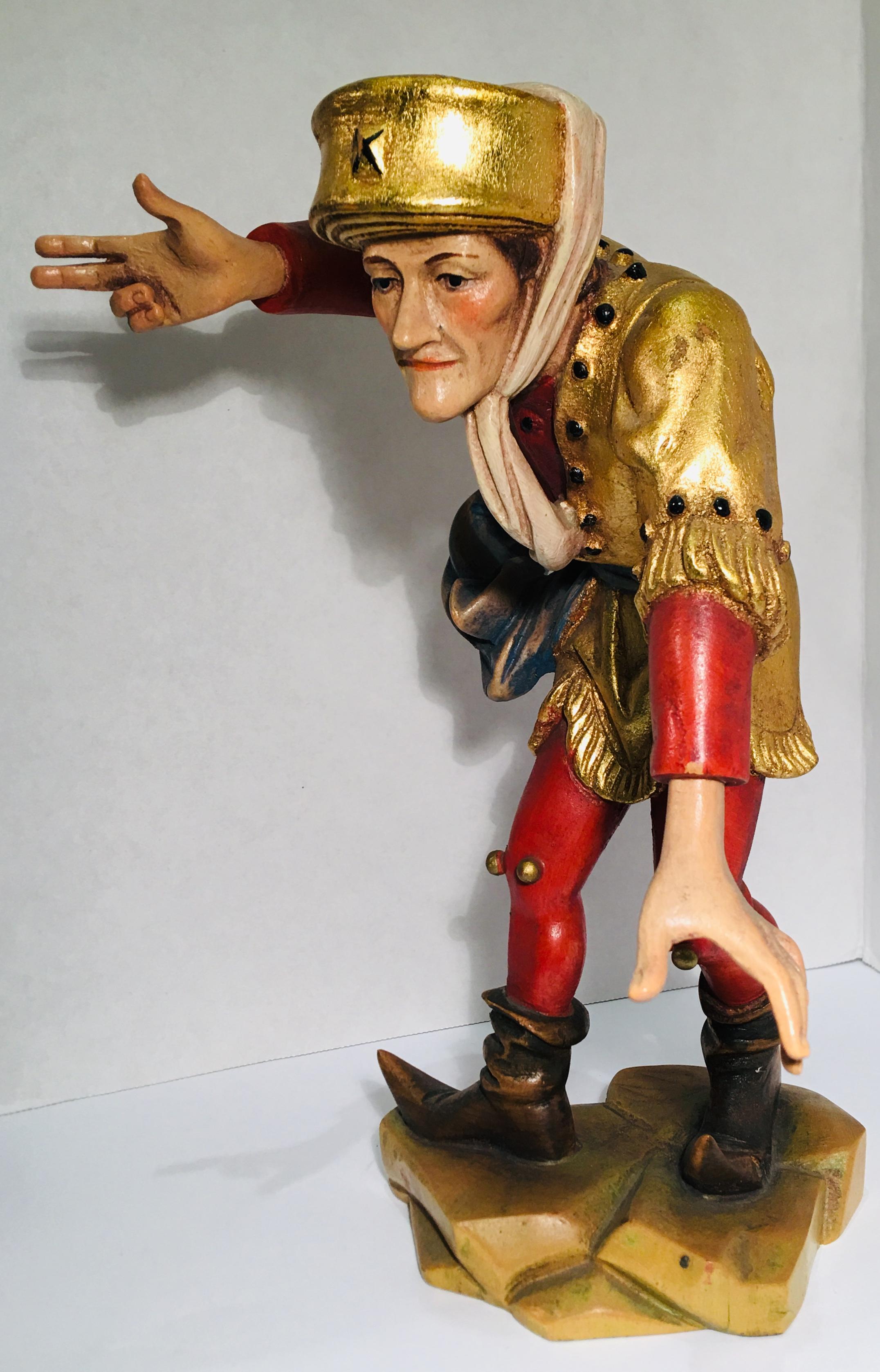 Renaissance Figurine italienne insolent Oswald Demetz Deur Morisco, sculptée à la main en vente
